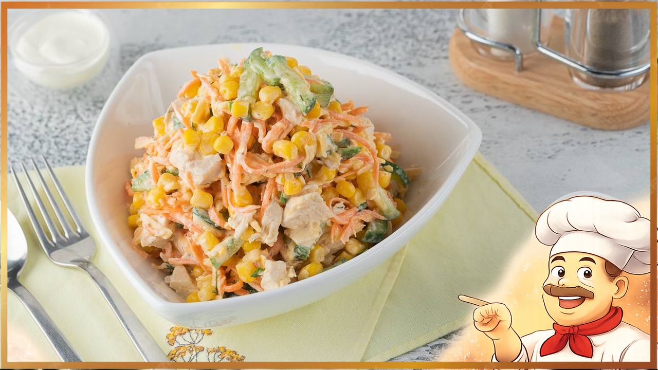 Салат с куриной грудкой и корейской морковью