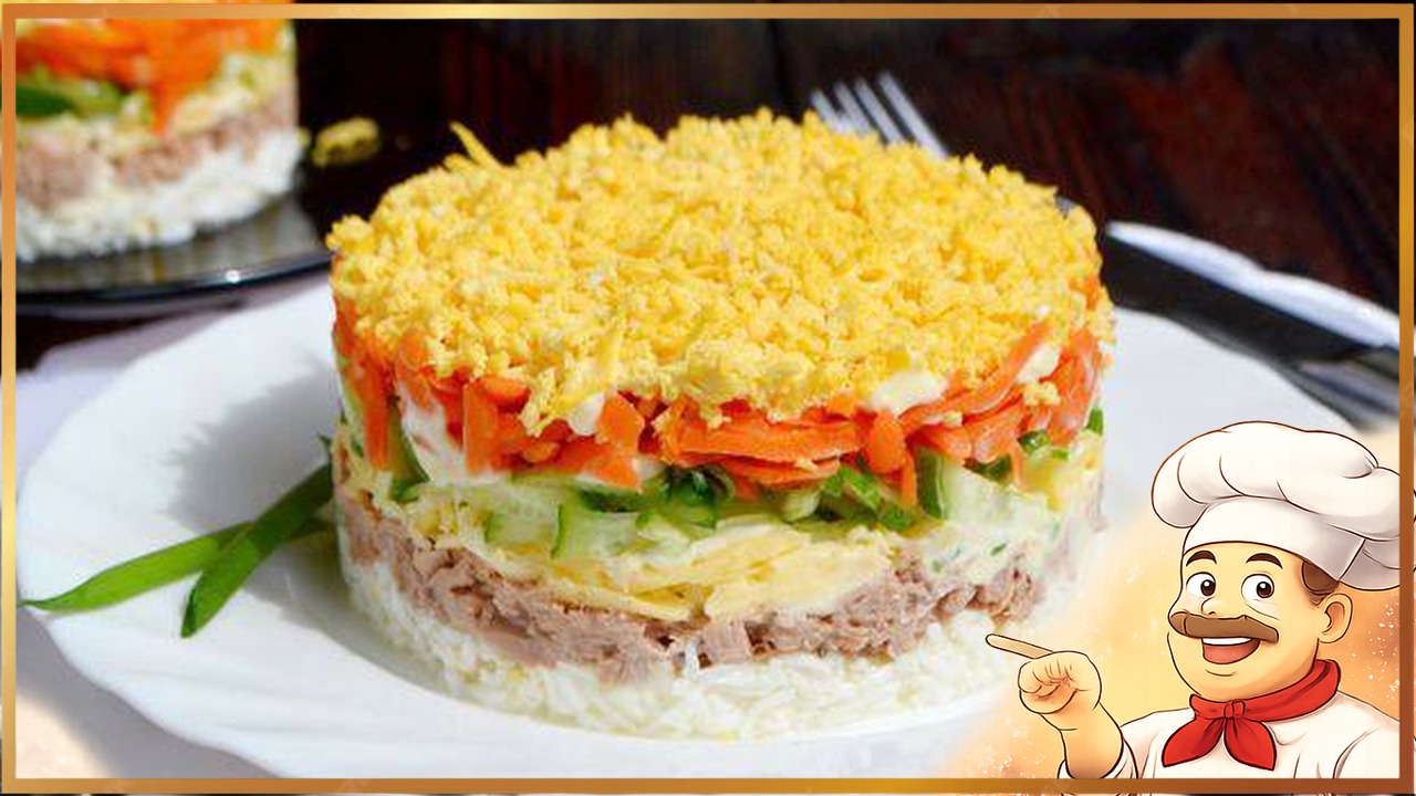 Салат с тунцом, яйцом и сыром