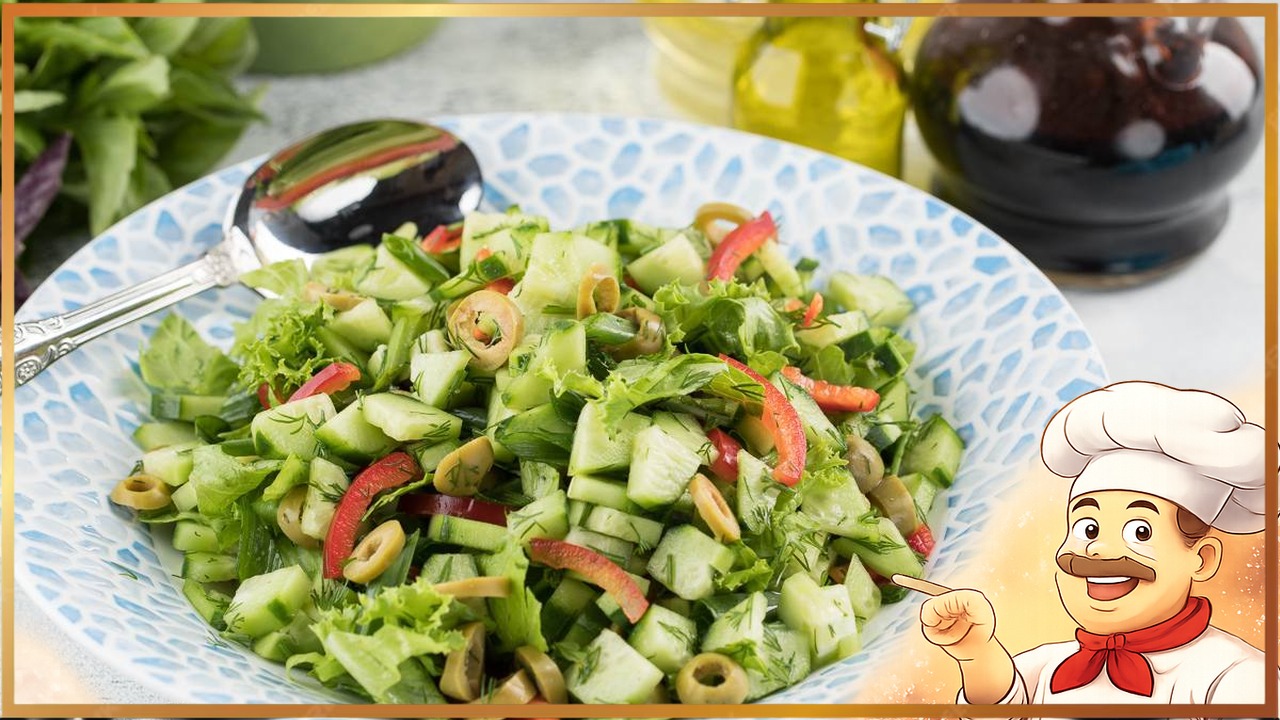 Салат с огурцами и зеленью
