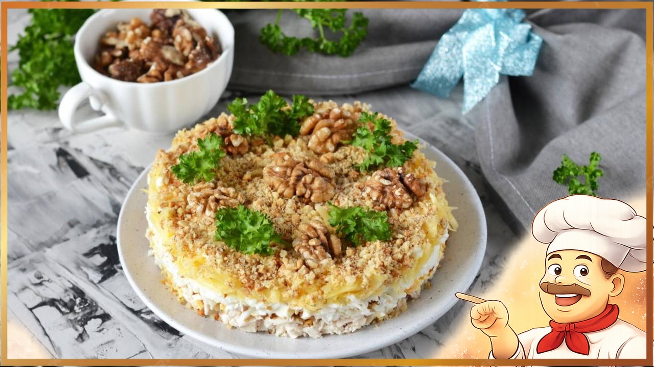 Салат с курицей и грецкими орехами