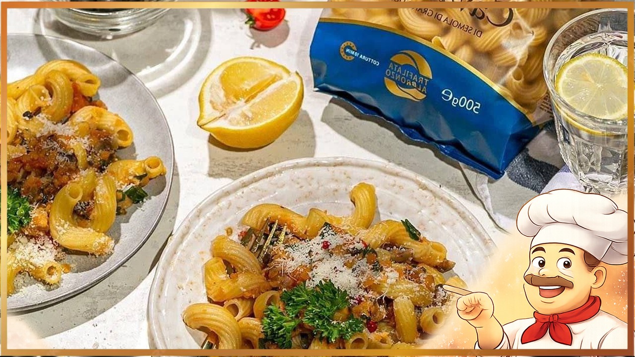 Сочная паста с чечевицей и грибами!🍝