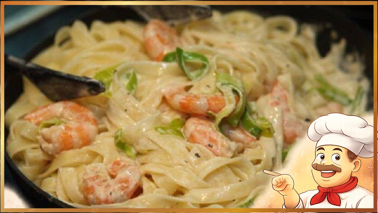 Паста с креветками в сливочном соусе