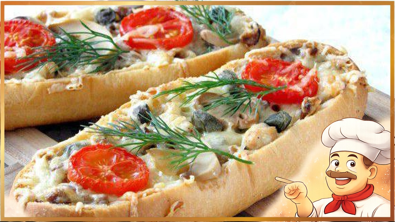 Багет, фаршированный курицей и грибами