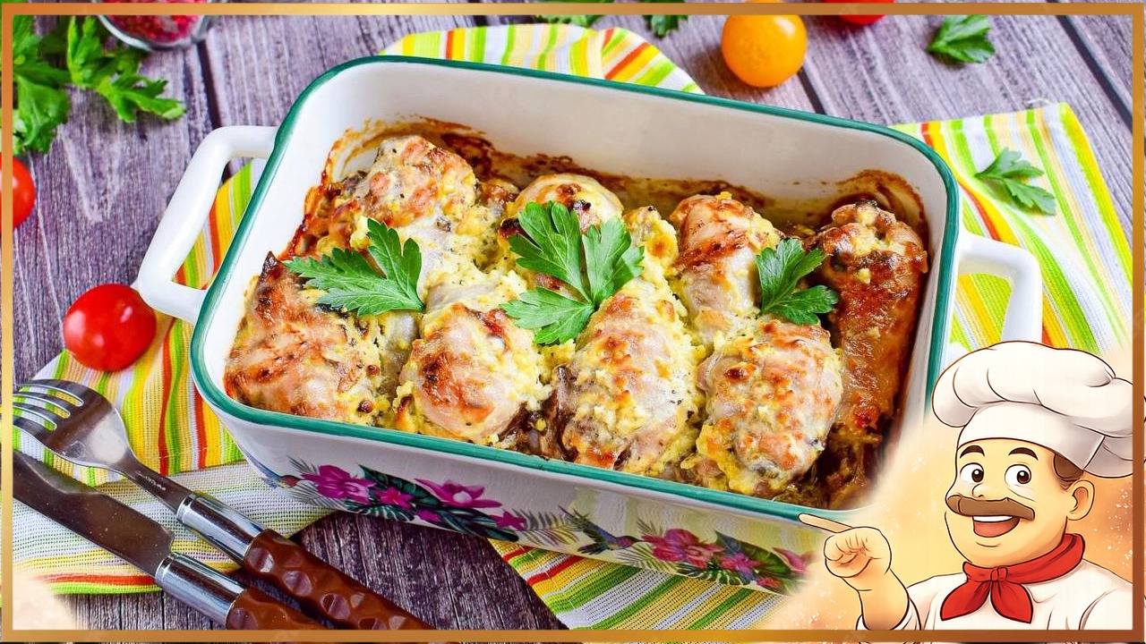 Куриные ножки со сметаной и сыром
