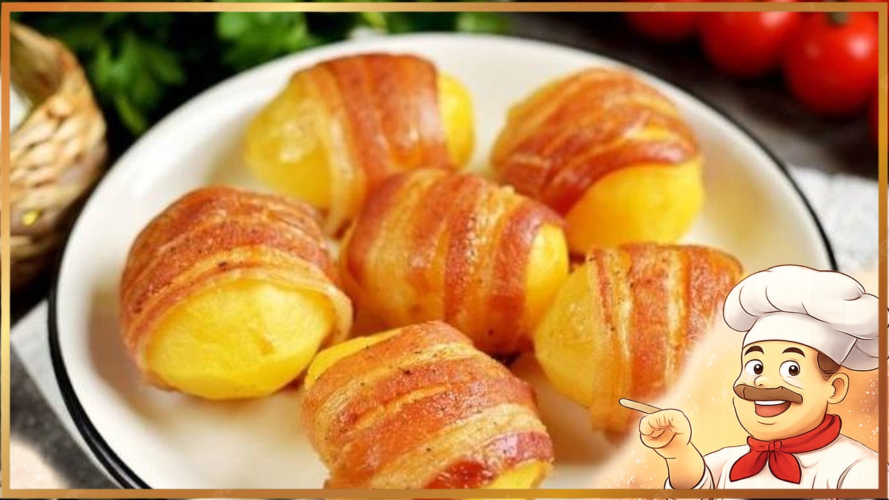 Картошка с чесноком в беконе