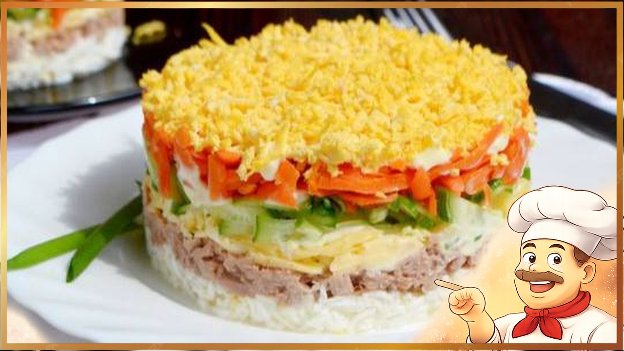 Салат с тунцом, яйцом и сыром