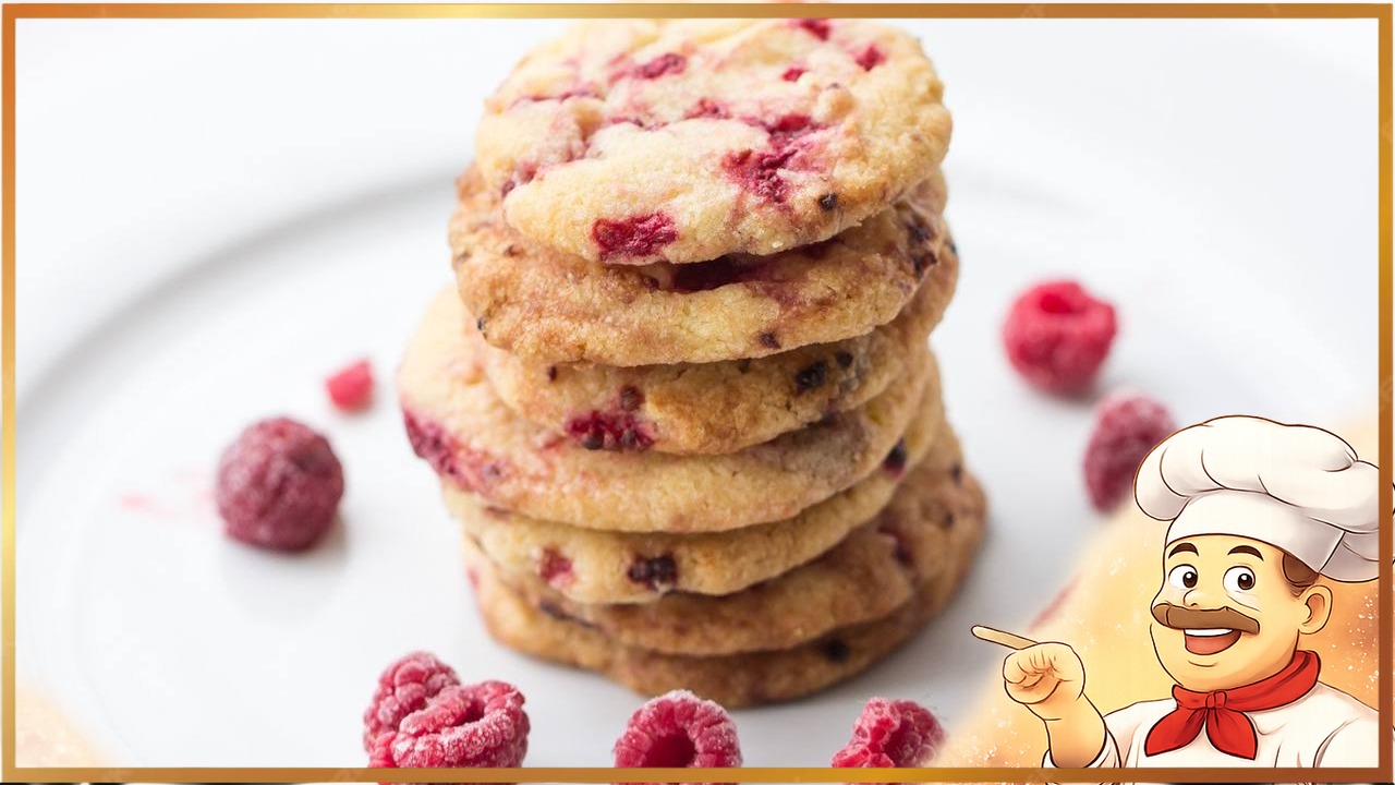 Лимонное печенье с малиной