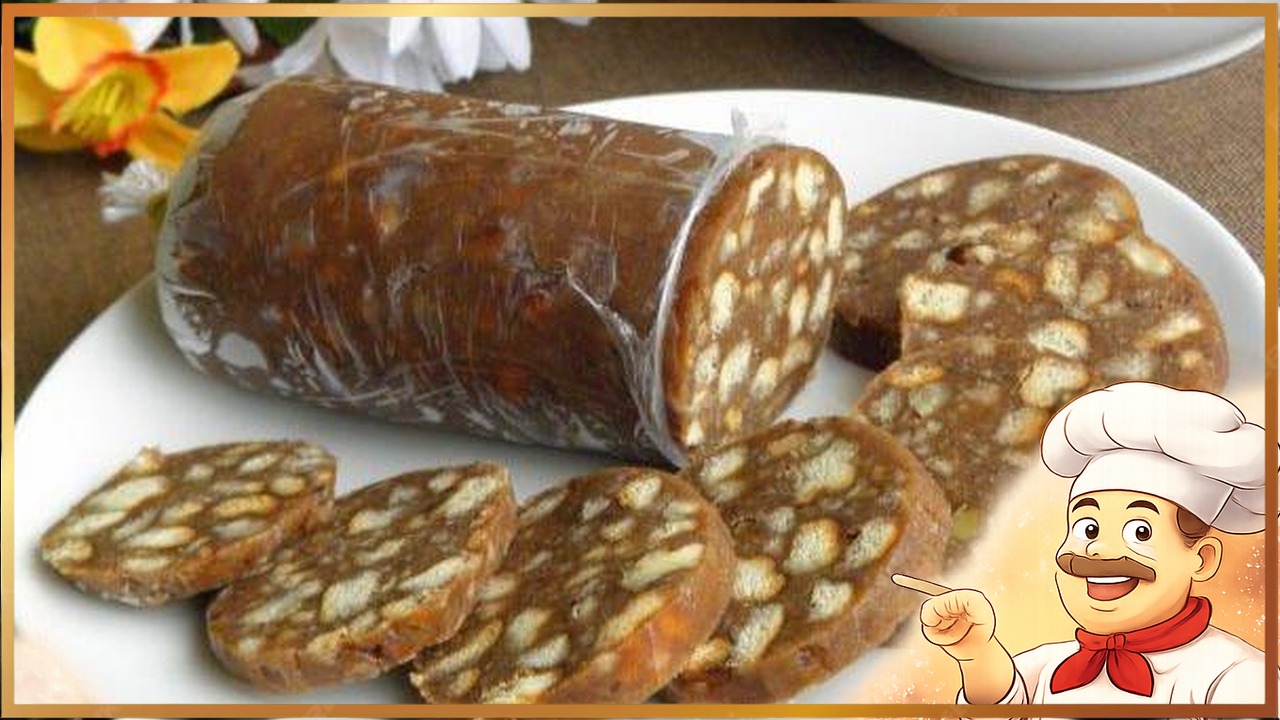 Шоколадная колбаса из печенья