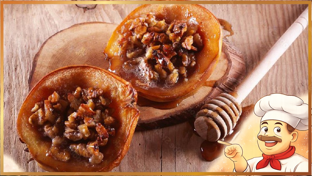 Запеченная айва с орехами