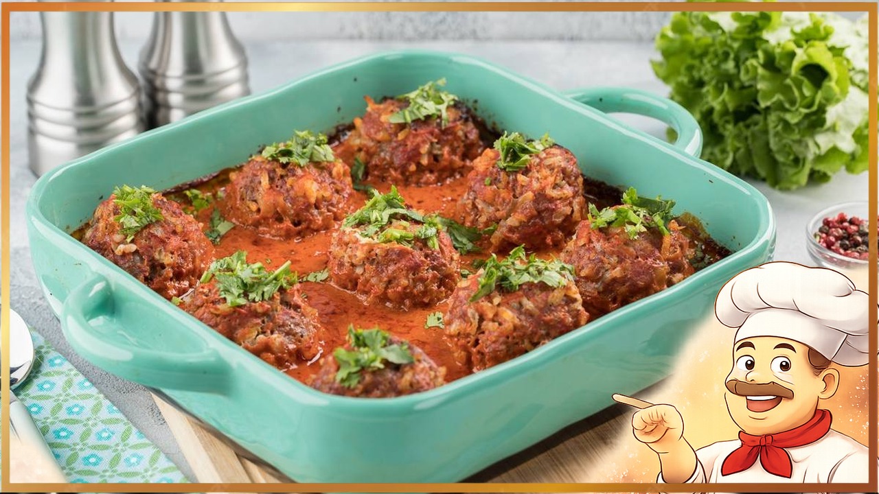 Запеченные тефтели в томатном соусе