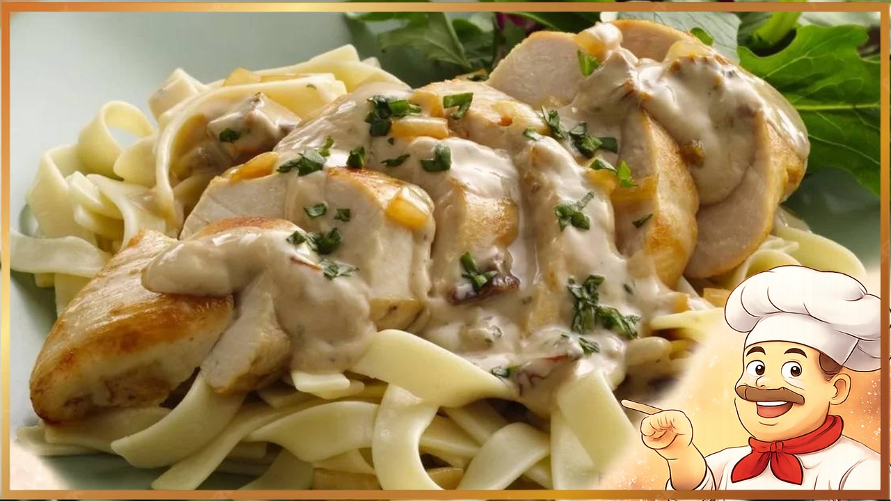 Паста "Альфредо" с курицей и грибами
