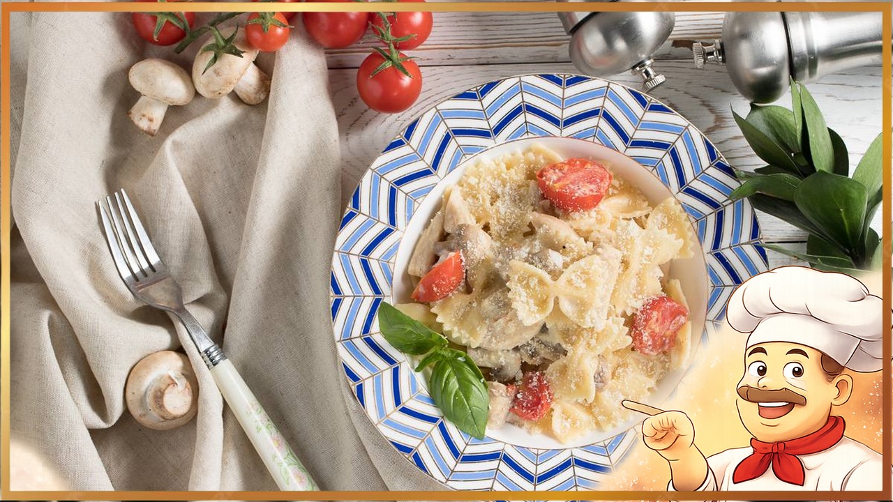 Паста со сливочно-грибным соусом