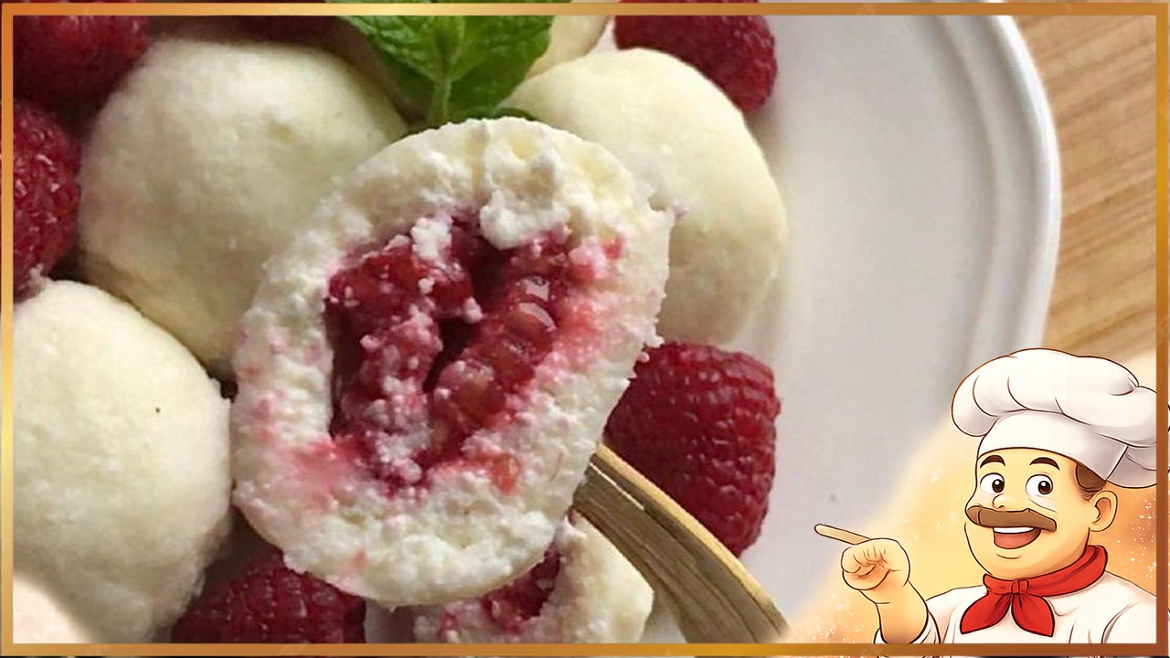 Ленивые вареники с малиной