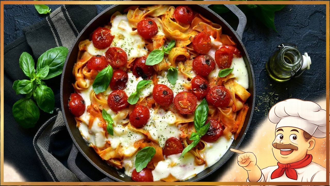 Паста с фетой, беконом и черри