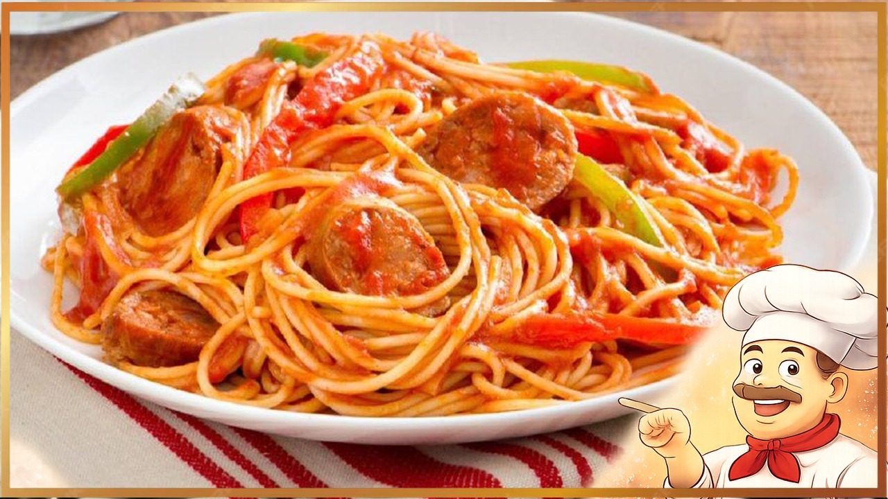 Макароны с колбасками в томатном соусе