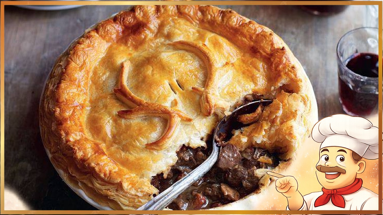 Быстрый мясной пирог с грибами