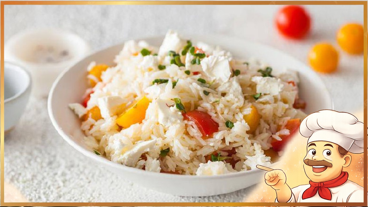 Рис с помидорами и сыром фета