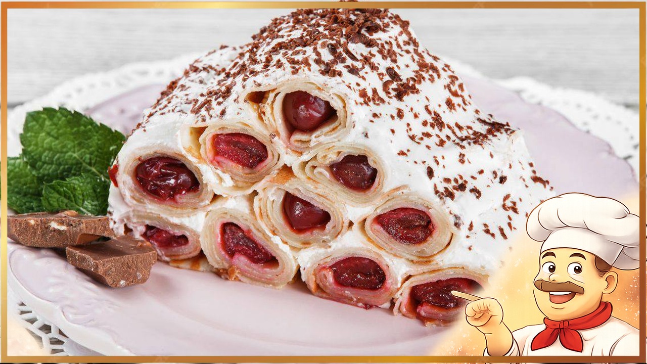 Блинный торт с вишней