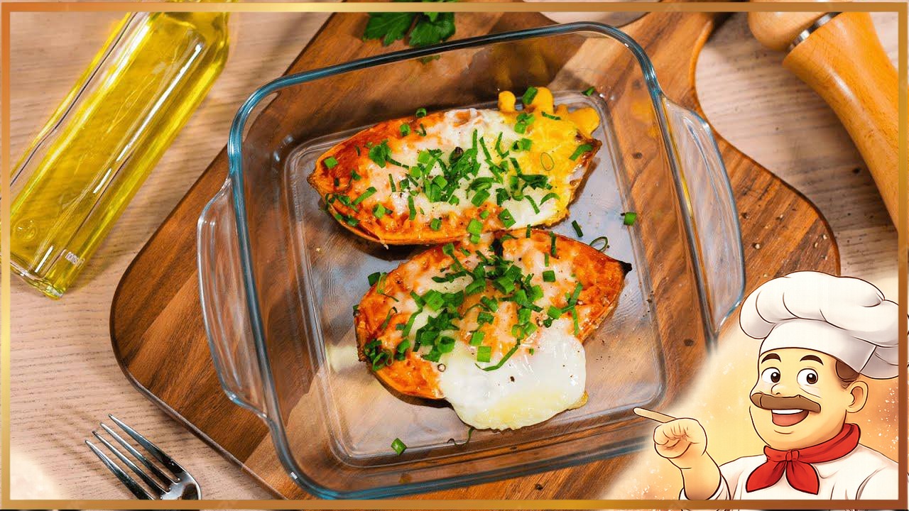 Батат, запечённый в духовке с яйцами