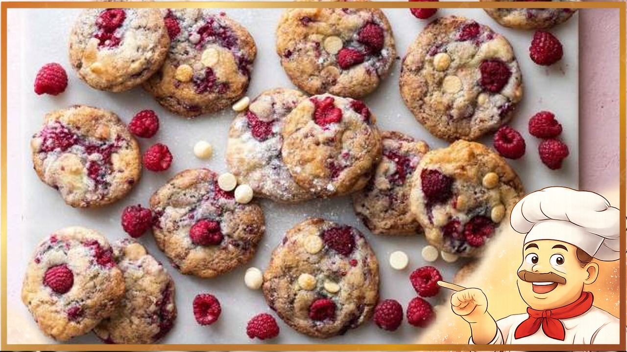 Лимонное печенье с малиной