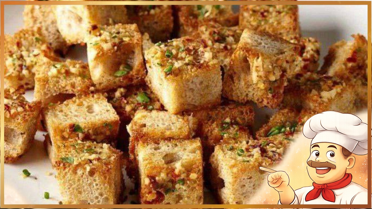 ​​Чесночные гренки из белого хлеба