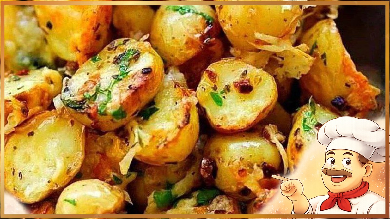 Картошка в духовке с луком и чесноком