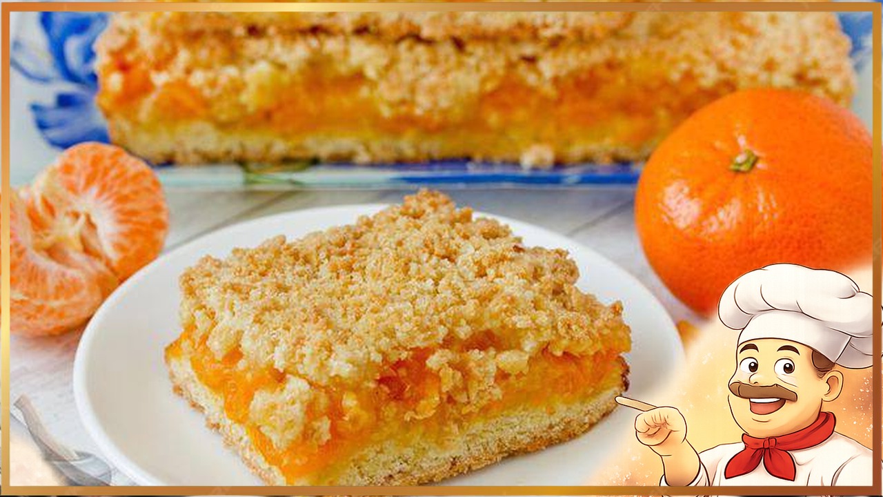 Насыпной пирог с мандаринами
