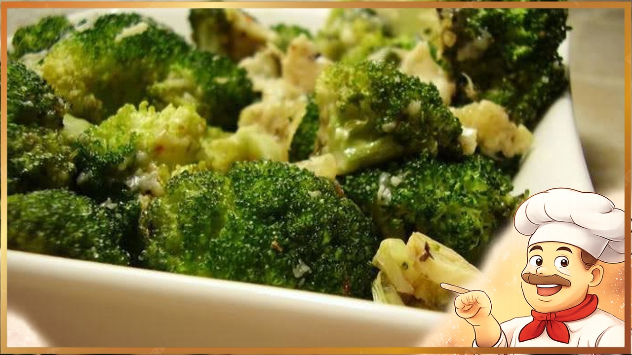 Запечённая брокколи с чесноком