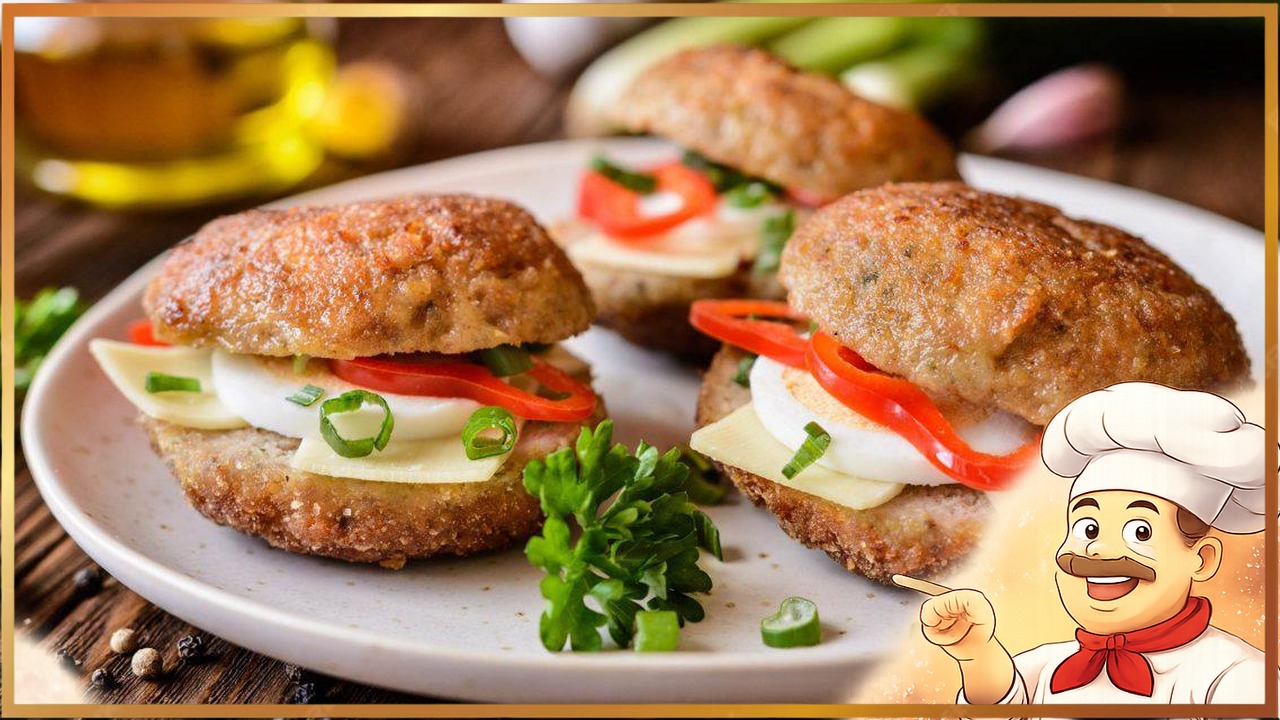 Бургеры из котлет с сыром и яйцом