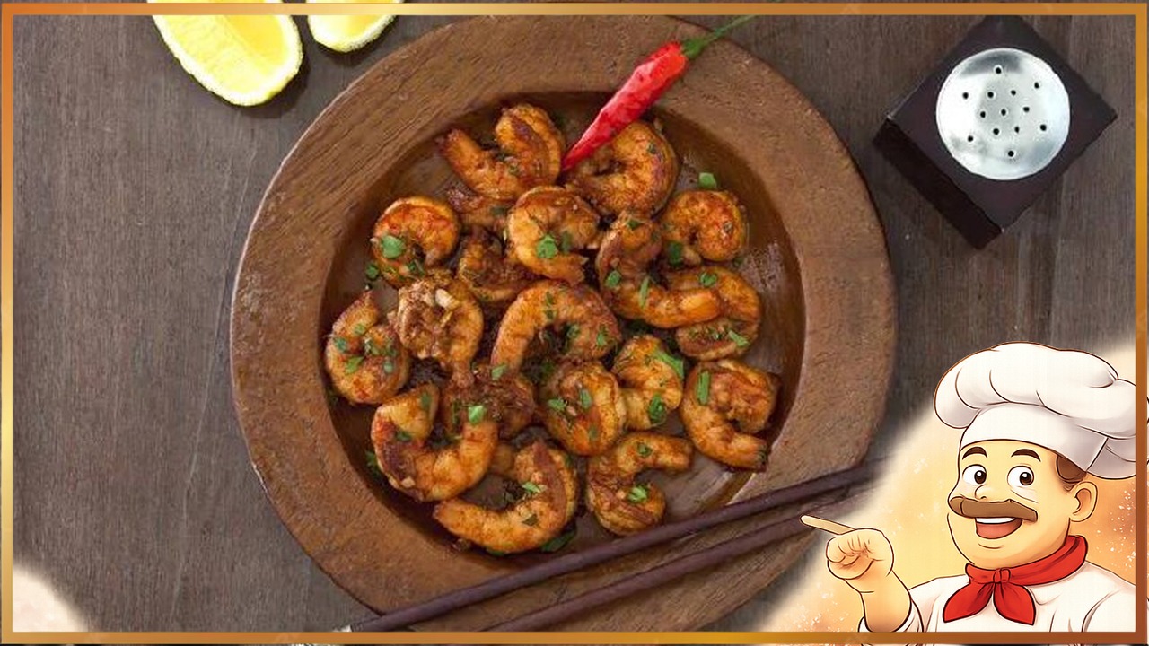 Жареные креветки с чесноком