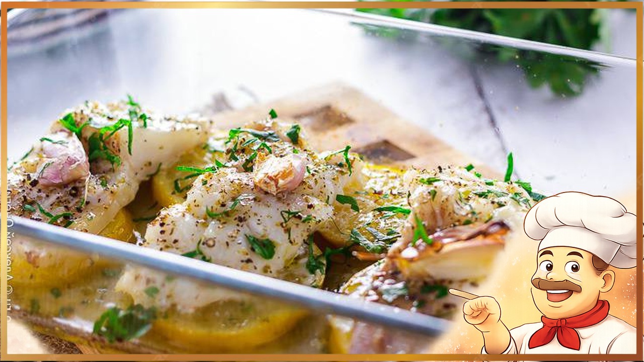 Треска с лимоном, чесноком и петрушкой