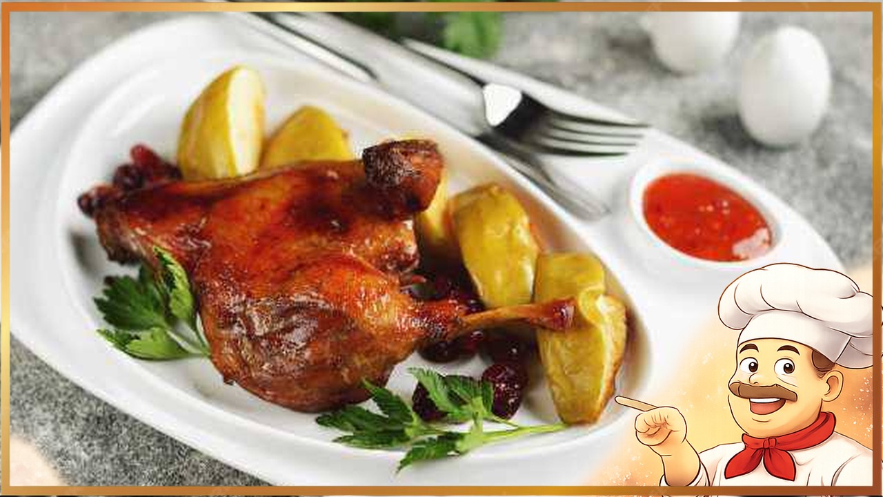 Утиные ножки, запечённые с яблоками