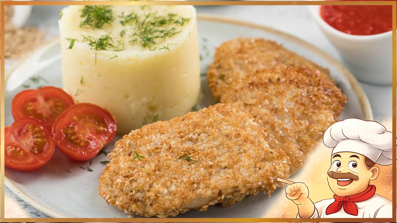 Свиная отбивная в кунжутной панировке