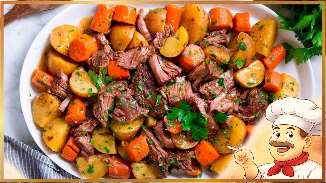 Говядина, тушенная с овощами на сковороде