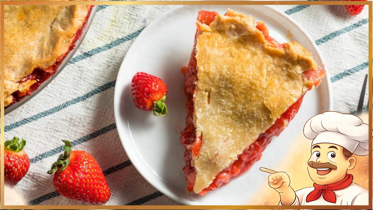 Пирог с ревенём и клубникой