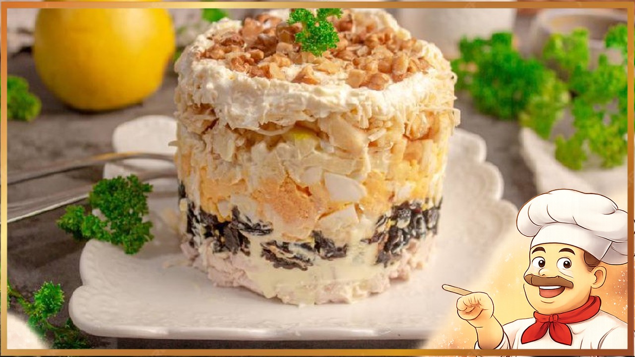 Слоеный салат с курицей
