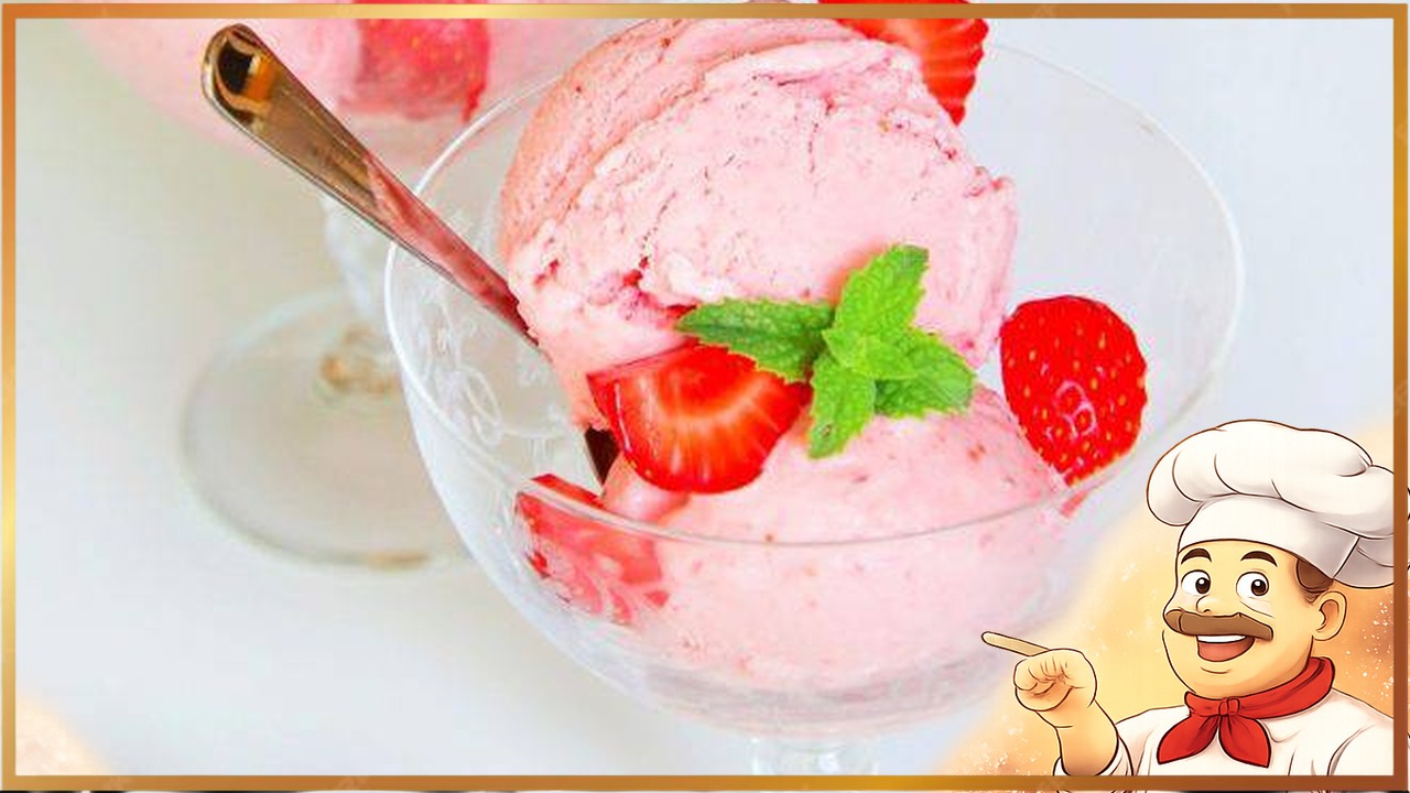 Клубничное мороженое со сгущёнкой