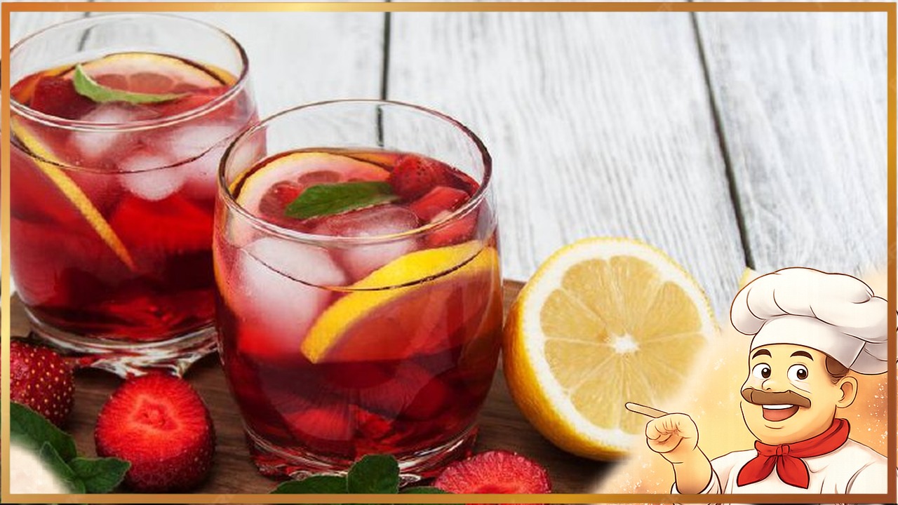 Холодный чай с клубникой