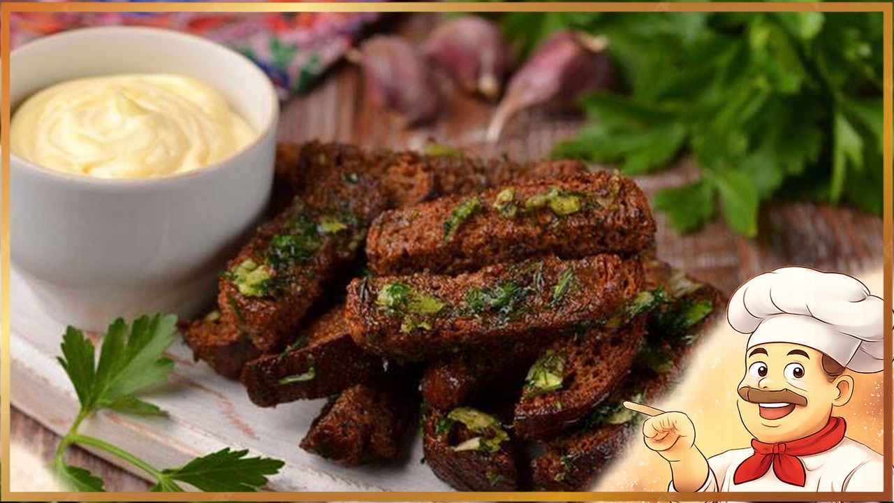 Гренки с чесноком и зеленью