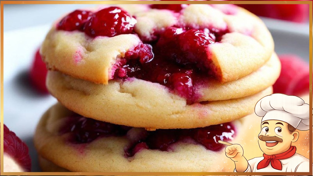 Лимонное печенье с малиной