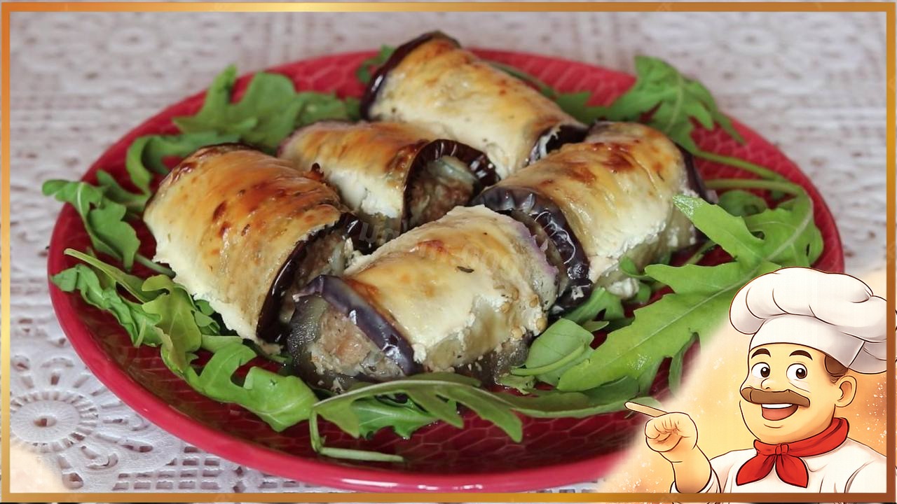 Рулетики из баклажанов с курицей