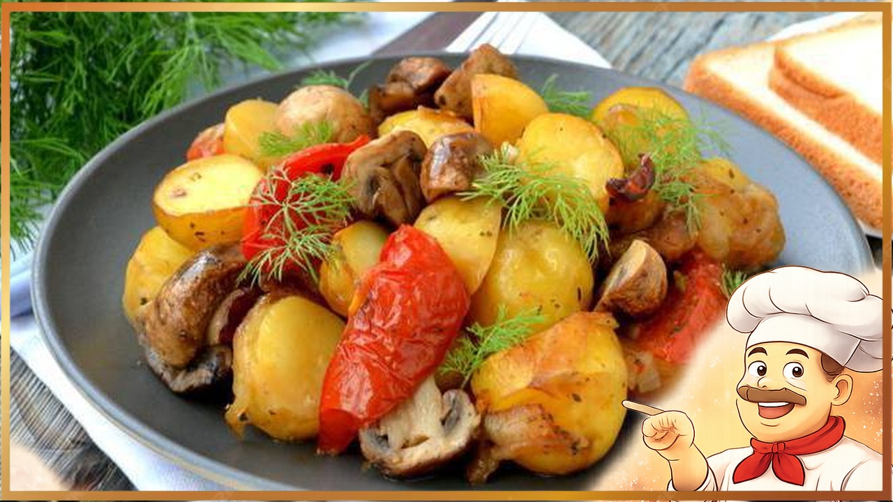 Картошечка с грибами и томатами