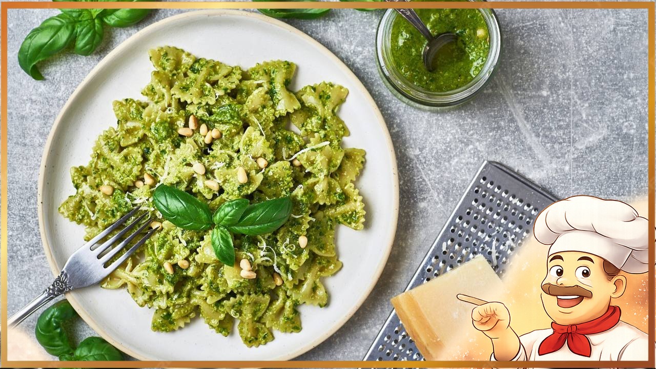 Паста с домашним соусом песто