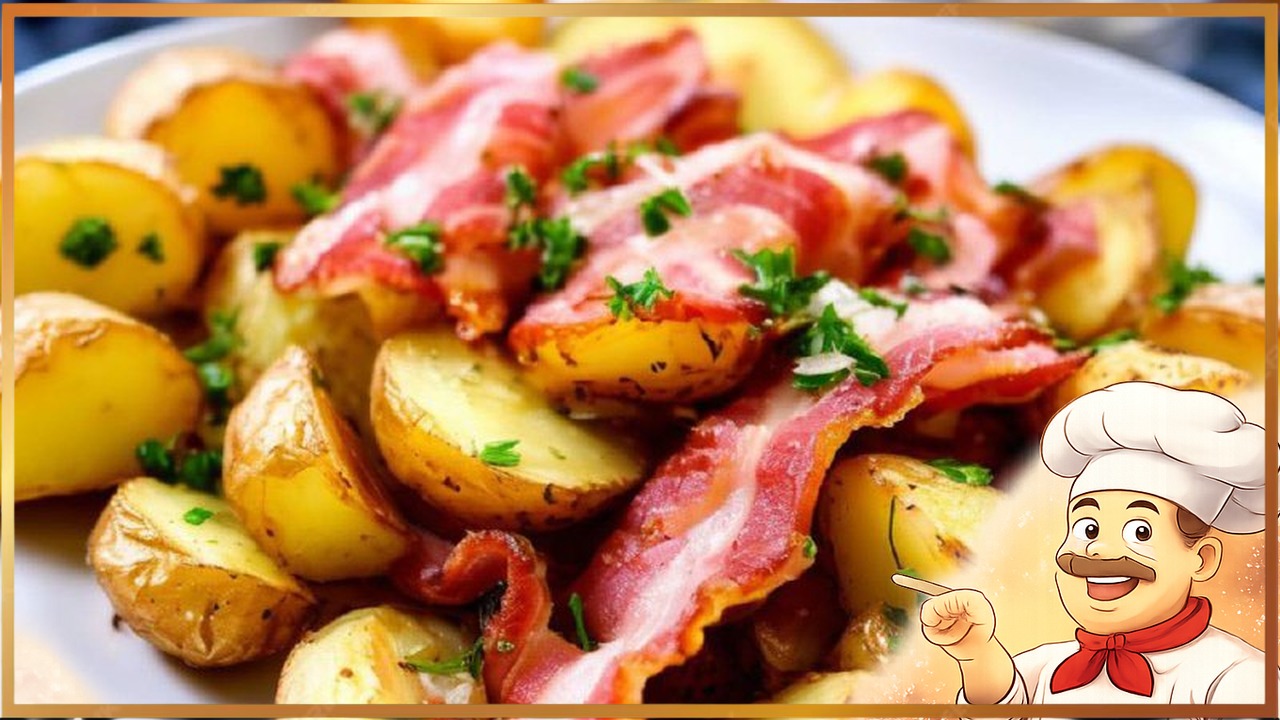 Картошка с чесноком в беконе