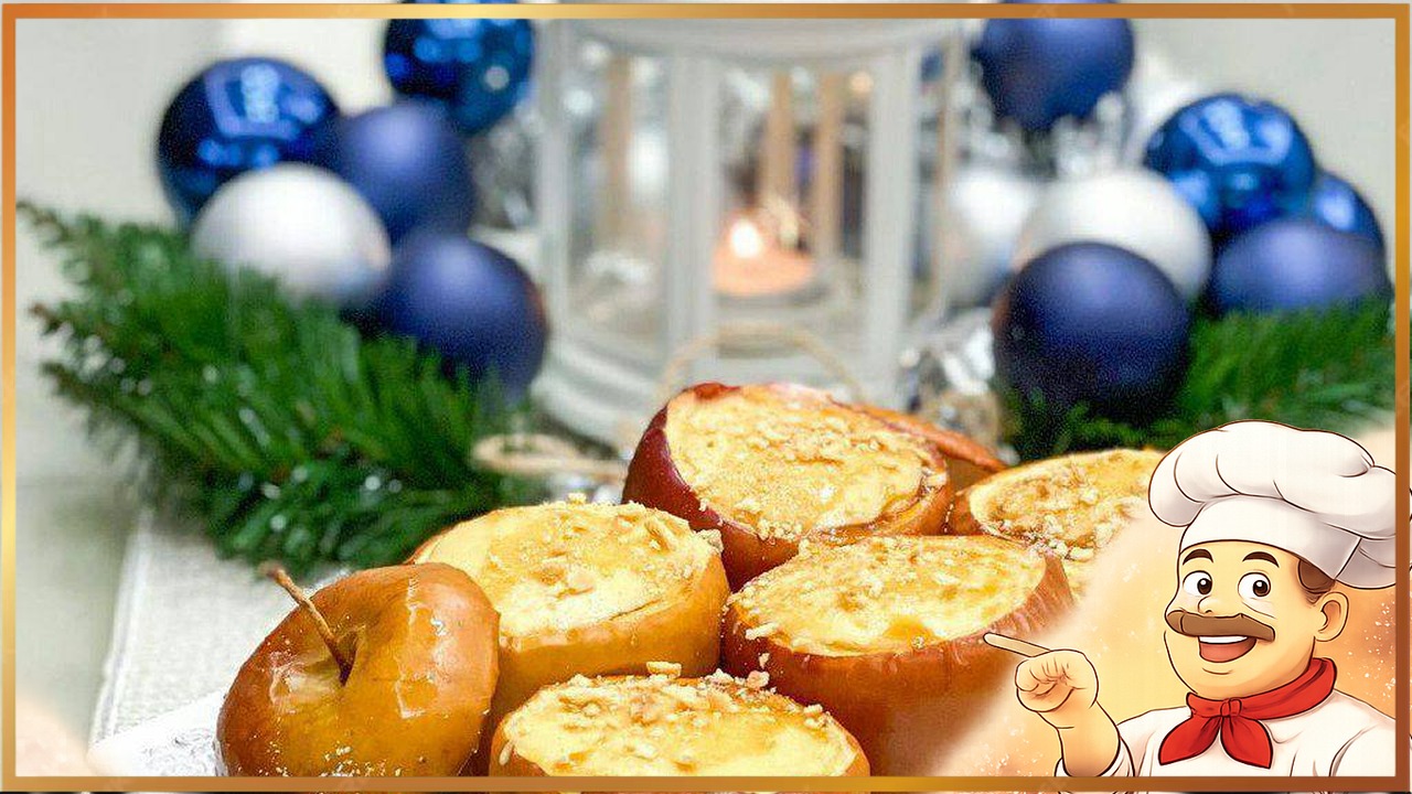 Рождественский чизкейк в яблоках