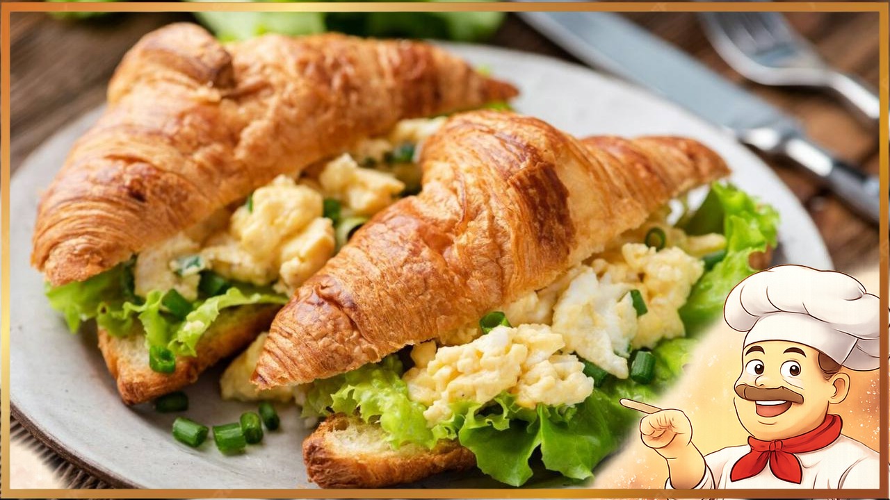 Круассан с ветчиной и омлетом