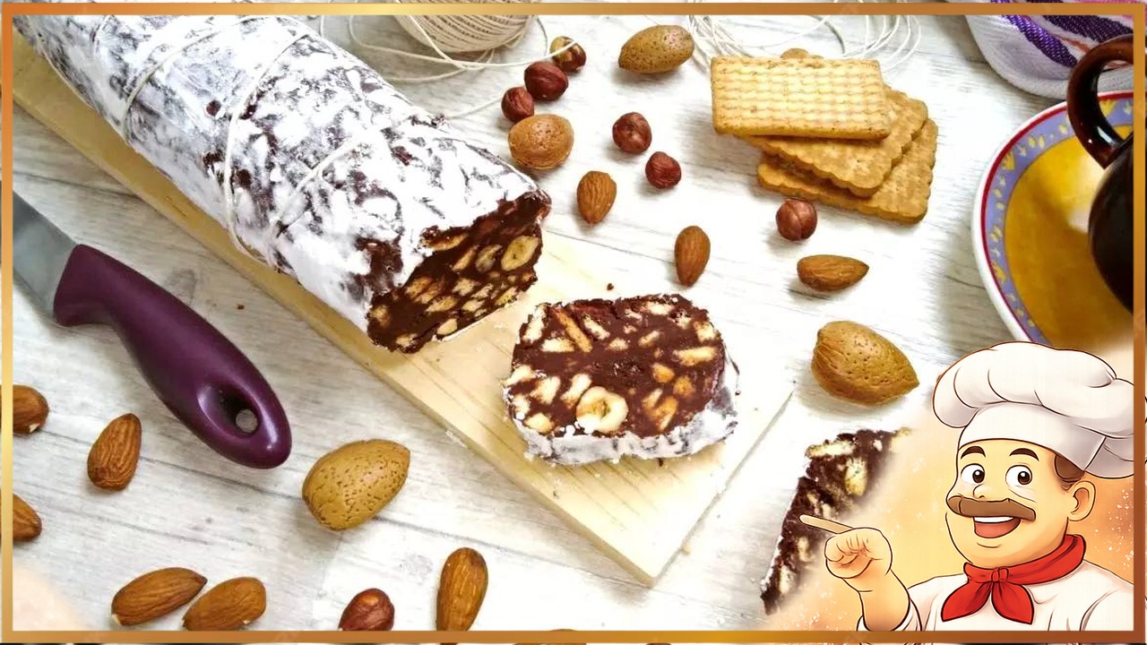 Шоколадная колбаса с орехами