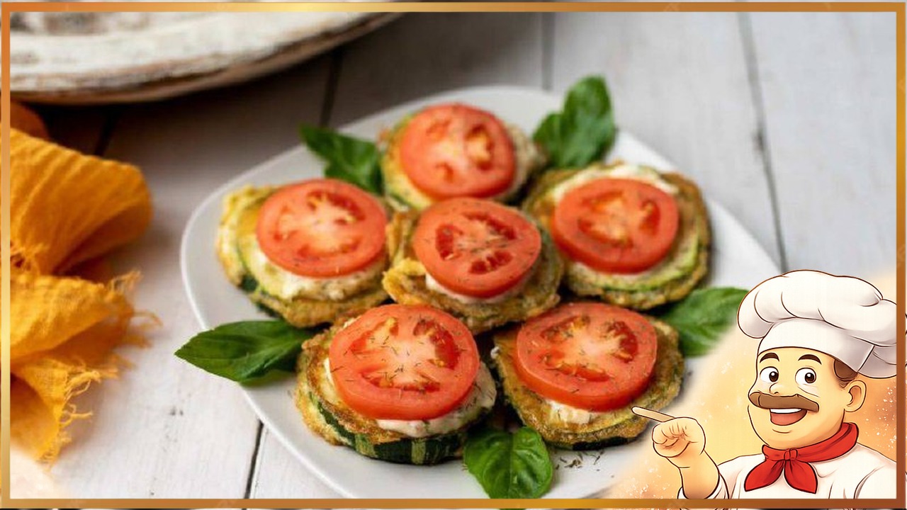 Закуска из кабачков и помидоров с чесноком