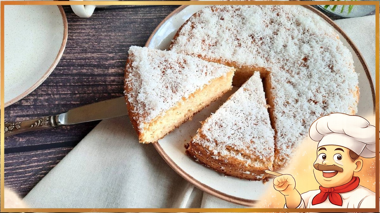 Нежный кокосовый пирог на кефире