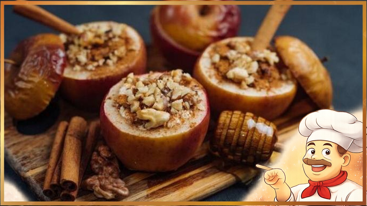 Яблоки с орехами и медом в духовке